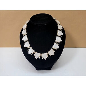 Vtg 1950's Coro Gold Tone w/ White Moonbeam/Glow Lucite Stones Choker/Necklace